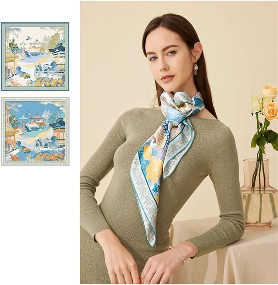 Jeelow 100 Real Mulberry Silk Scarfs 35x35 Or 25x25 Inch Square Shawl Wrap For Women Hair Wrapping