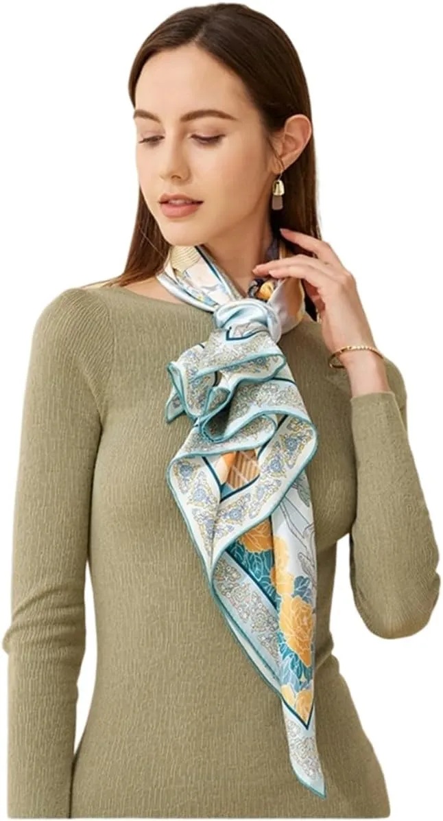 Jeelow 100 Real Mulberry Silk Scarfs 35x35 Or 25x25 Inch Square Shawl Wrap For Women Hair Wrapping