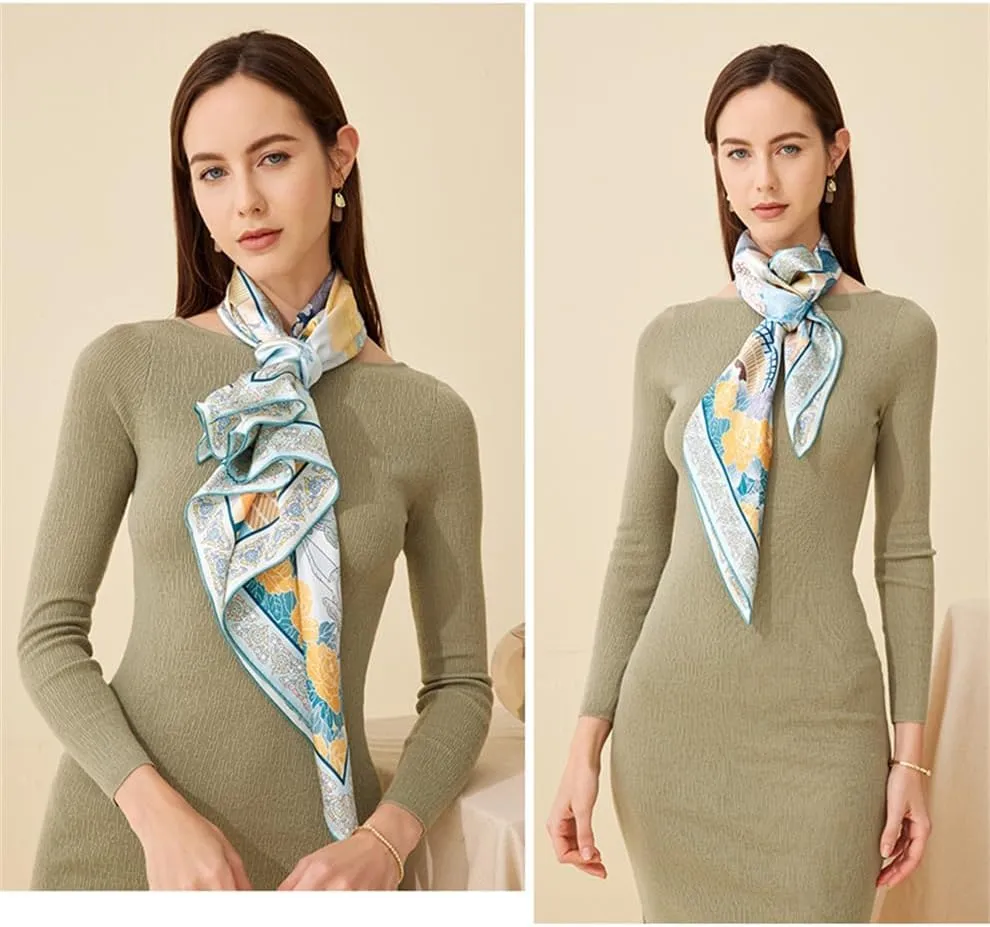 Jeelow 100 Real Mulberry Silk Scarfs 35x35 Or 25x25 Inch Square Shawl Wrap For Women Hair Wrapping