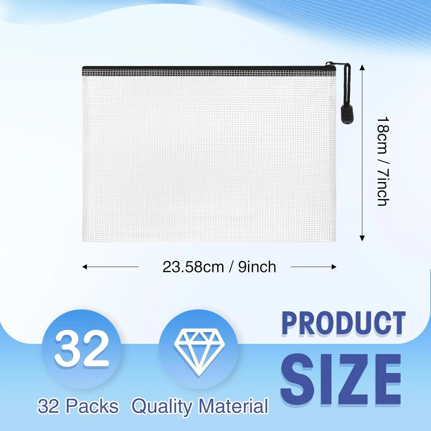 Jetec 32 Pcs Mesh Zipper Bags Toy Storage Bikini Organizer Bags Waterproof Zipper Pouches Reusable Puzzle Pouch Multipurpose for Organizing Storage Office(Black,9 x 7 Inch)
