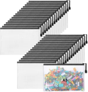 Jetec 32 Pcs Mesh Zipper Bags Toy Storage Bikini Organizer Bags Waterproof Zipper Pouches Reusable Puzzle Pouch Multipurpose for Organizing Storage Office(Black,9 x 7 Inch)