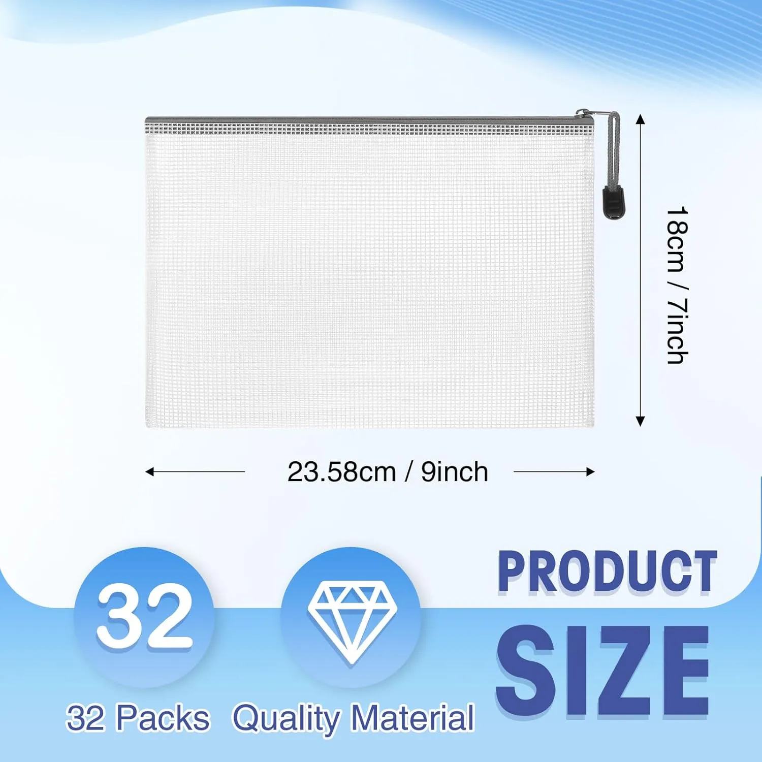 Jetec 32 Pcs Mesh Zipper Bags Toy Storage Bikini Organizer Bags Waterproof Zipper Pouches Reusable Puzzle Pouch Multipurpose for Organizing Storage Office(Grey,9 x 7 Inch)