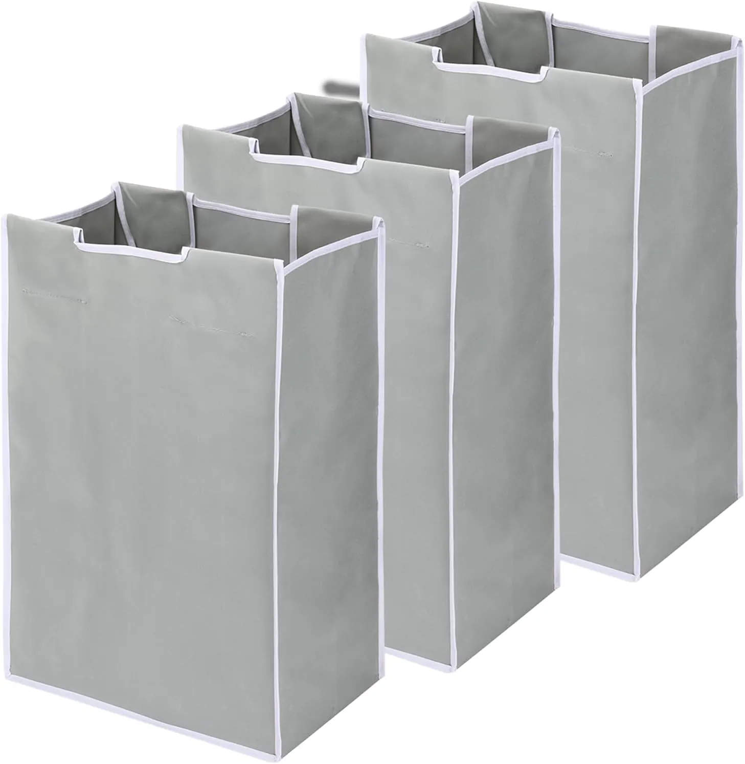 Jhua 3 Bag Laundry Sorter Replacement Bags, 3 Pack Large Hamper Cart Removable Replacement Bags, 600D Laundry Hamper Liner Laundry Storage Organizer Replacement Bags (Gray)