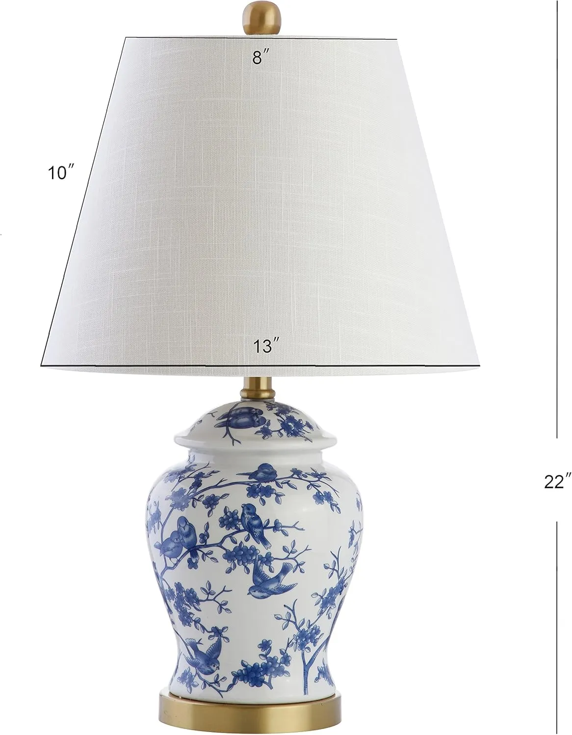 JONATHAN Y JYL3005A Penelope 22" Chinoiserie LED Table Classic Cottage Bedside Desk Nightstand Lamp for Bedroom Living Room Office College Bookcase LED Bulb Included, Blue/White