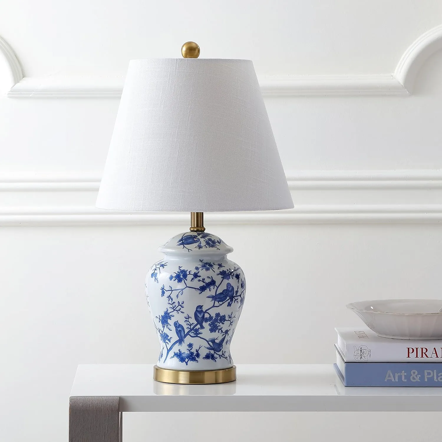 JONATHAN Y JYL3005A Penelope 22" Chinoiserie LED Table Classic Cottage Bedside Desk Nightstand Lamp for Bedroom Living Room Office College Bookcase LED Bulb Included, Blue/White