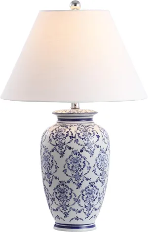 JONATHAN Y JYL8023A Juliana 26.25" Chinoiserie Ceramic LED Table Lamp Traditional Bedside Desk Nightstand Lamp for Bedroom Living Room Office College Bookcase LED Bulb Included, Blue/White