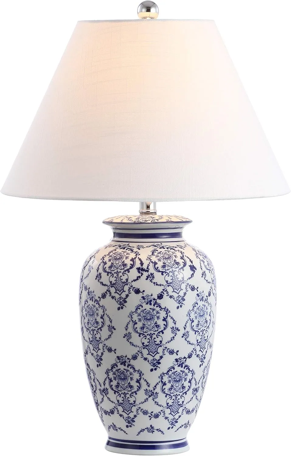 JONATHAN Y JYL8023A Juliana 26.25" Chinoiserie Ceramic LED Table Lamp Traditional Bedside Desk Nightstand Lamp for Bedroom Living Room Office College Bookcase LED Bulb Included, Blue/White