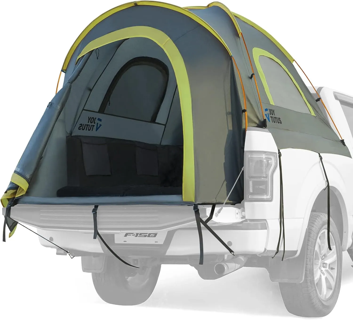 JOYTUTUS Pickup Truck Tent 6.5ft 2.0, Waterproof PU2000mm Double Layer for 2 Person, Portable Truck Bed Tent with Rainfly, Green, Aluminum Pole