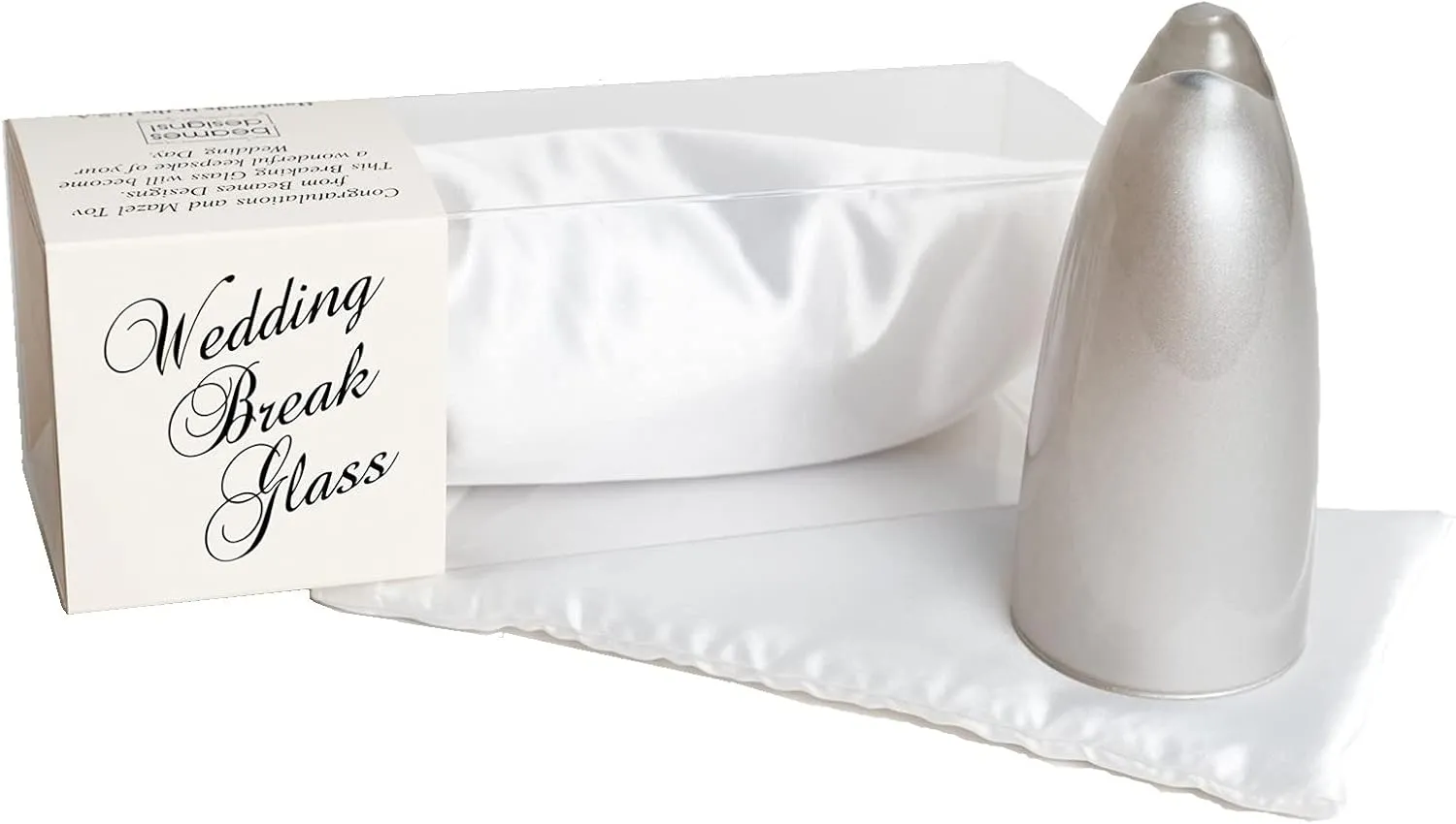 Judaica Jewish Silver Keepsake Breakable Groom's Chuppah Wedding Glass in a Silk Pillow-Mazel Tov
