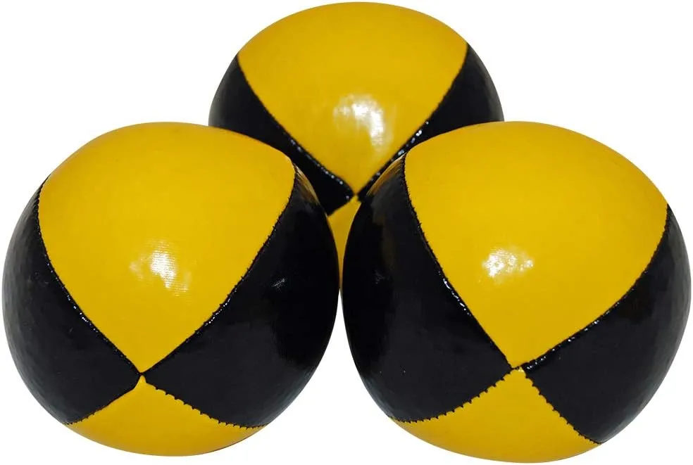 Juggling Balls Professional Style Set of 3 - How to Juggle Kit with Bean Bags for Juggling for Beginners with Vibrant Colors, Great Feel, Ultra Durable (Black/Yellow)