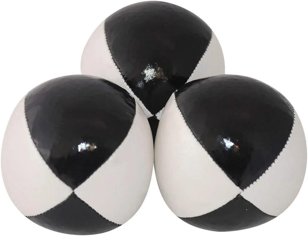 Juggling Balls Professional Style Set of 3 - How to Juggle Kit with Bean Bags for Juggling for Beginners with Vibrant Colors, Great Feel, Ultra Durable (White/Black)