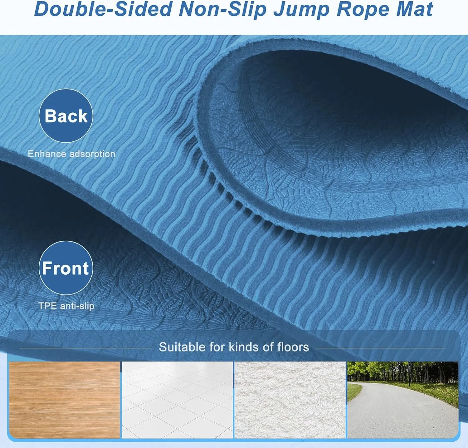 Jump Rope Mat 71"/63"x24" Larger Non-Slip Indoor Outdoor Exercise Fitness Mat, High-Density Workout Shock Absorption for Home Gym Flooring Concrete Jumping Rope