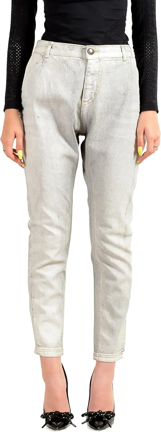 Just Cavalli Women's Coated Denim Gray Pants US 26 IT 40