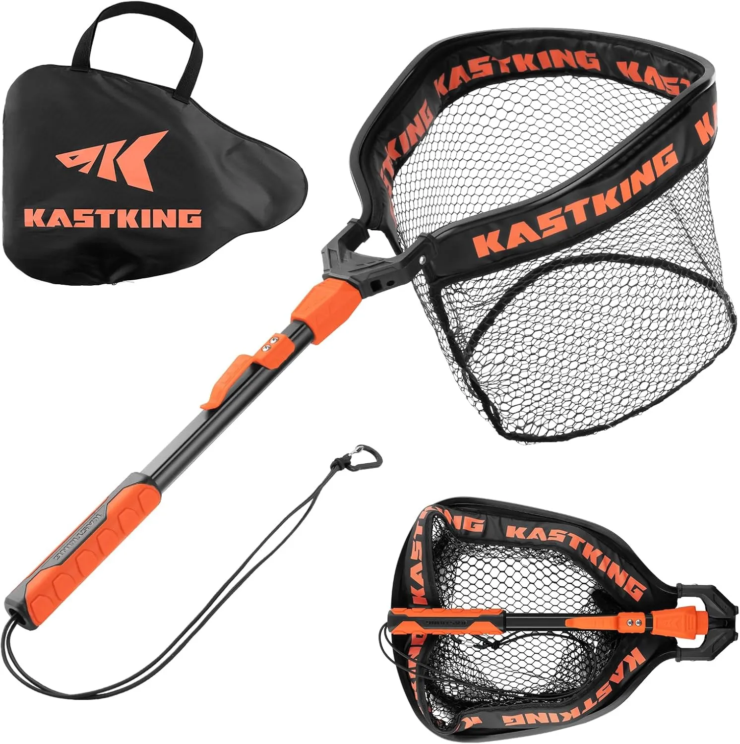 KastKing Titanet Fishing Net, Durable Aluminum Handle, Non-Slip Hi-vis Grip, Compact Storage Bag & Lanyard, Ideal for Kayak & Wading Fishing, Two Net Options