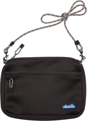KAVU Pearrygin Pouch Cross Body Bag Mesh Zip Purse - Black