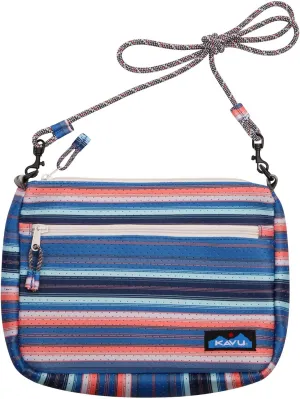 KAVU Pearrygin Pouch Cross Body Bag Mesh Zip Purse - Reef Stripe