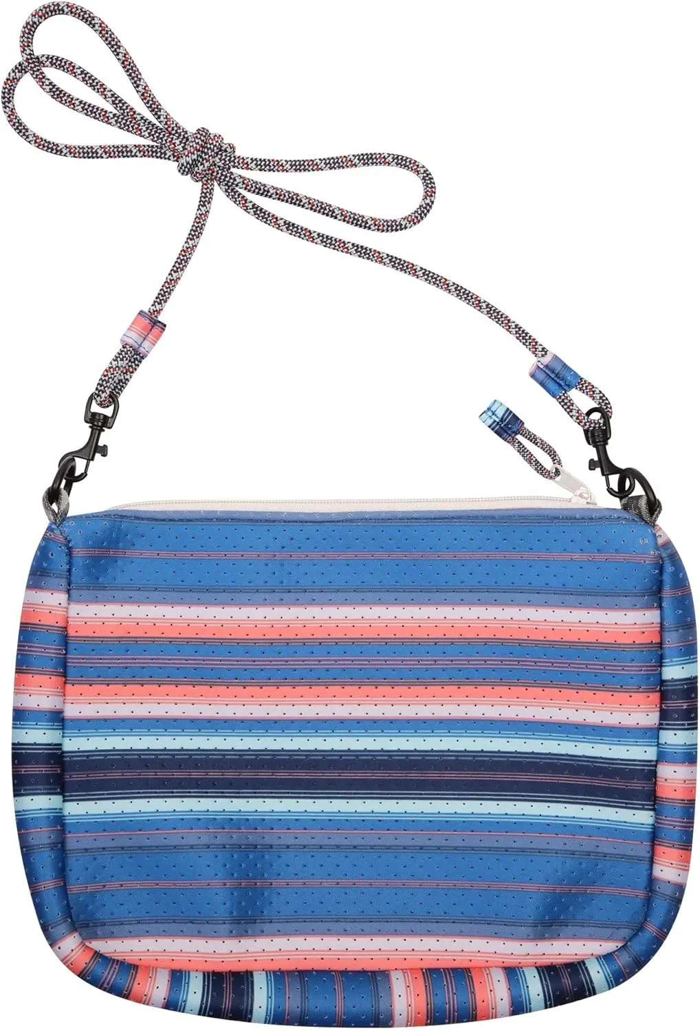KAVU Pearrygin Pouch Cross Body Bag Mesh Zip Purse - Reef Stripe