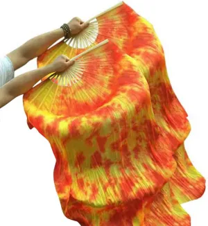 KIKIGOAL 1 Pair(Left Right) Women Real Silk Belly Dance Fan Veil, Length 180cm Width 90cm