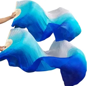 KIKIGOAL 1 Pair(Left Right) Women Real Silk Belly Dance Fan Veil, Length 180cm Width 90cm
