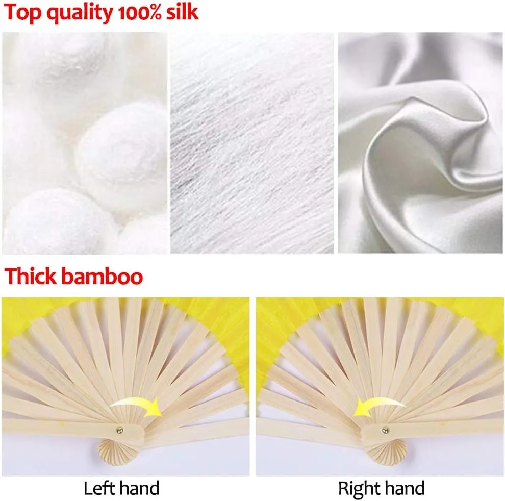 KIKIGOAL 1 Pair(Left Right) Women Real Silk Belly Dance Fan Veil, Length 180cm Width 90cm