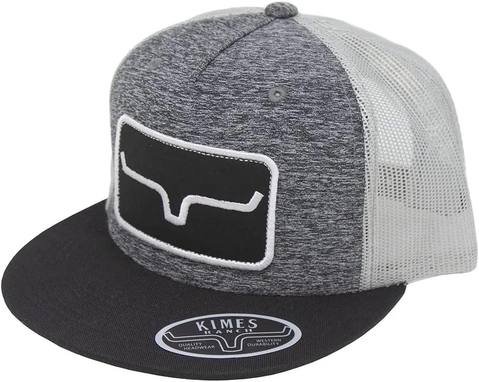 Kimes Ranch Unisex Banner Ventilated Trucker Adjustable Snapback High-Profile Flat Bill Logo Cap/Grey Heather