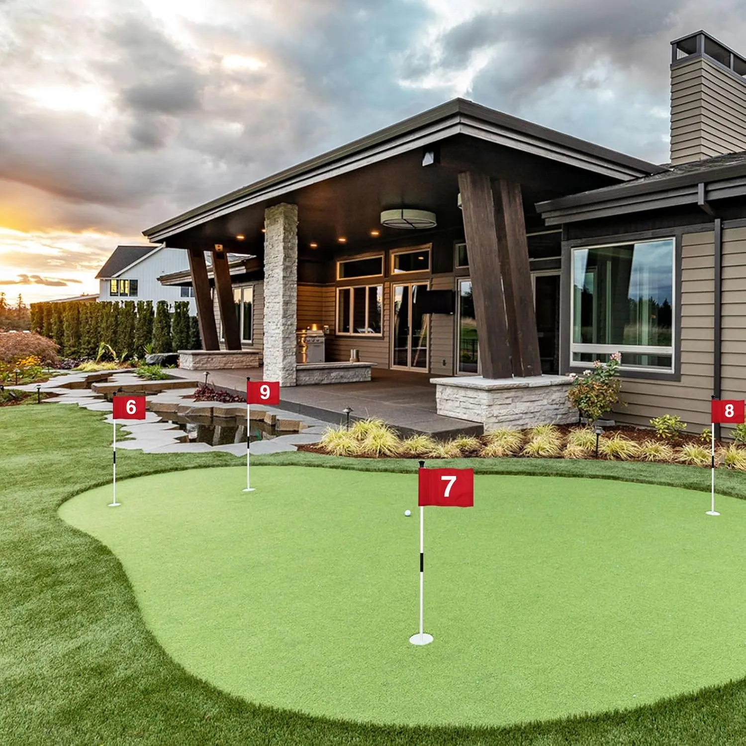 KINGTOP Numbered Golf Flag All 8x6 Inch – Upgraded Dual-Layer 420D Nylon, Double Sided Printing, Tube Inserted – Mini Practice Putting Green Flags for Yard