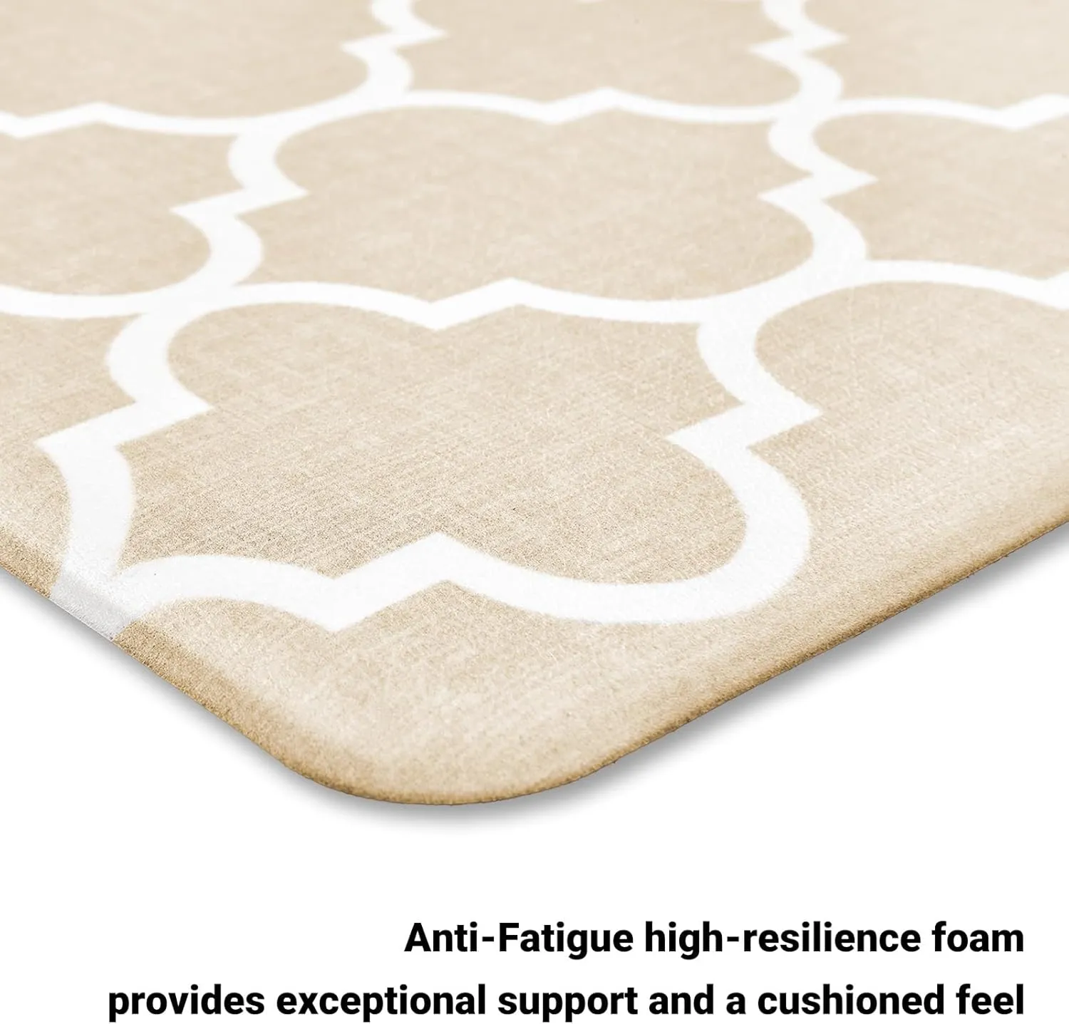 Kitchen Rugs Set of 2, Anti Fatigue Mats for Kitchen Floor, Waterproof Cushioned Rug, Non Slip Washable Memory Foam Mat for Standing, Sink, Stove, Beige Trellis, 17.3"x27.6" 17.3"x47.2"