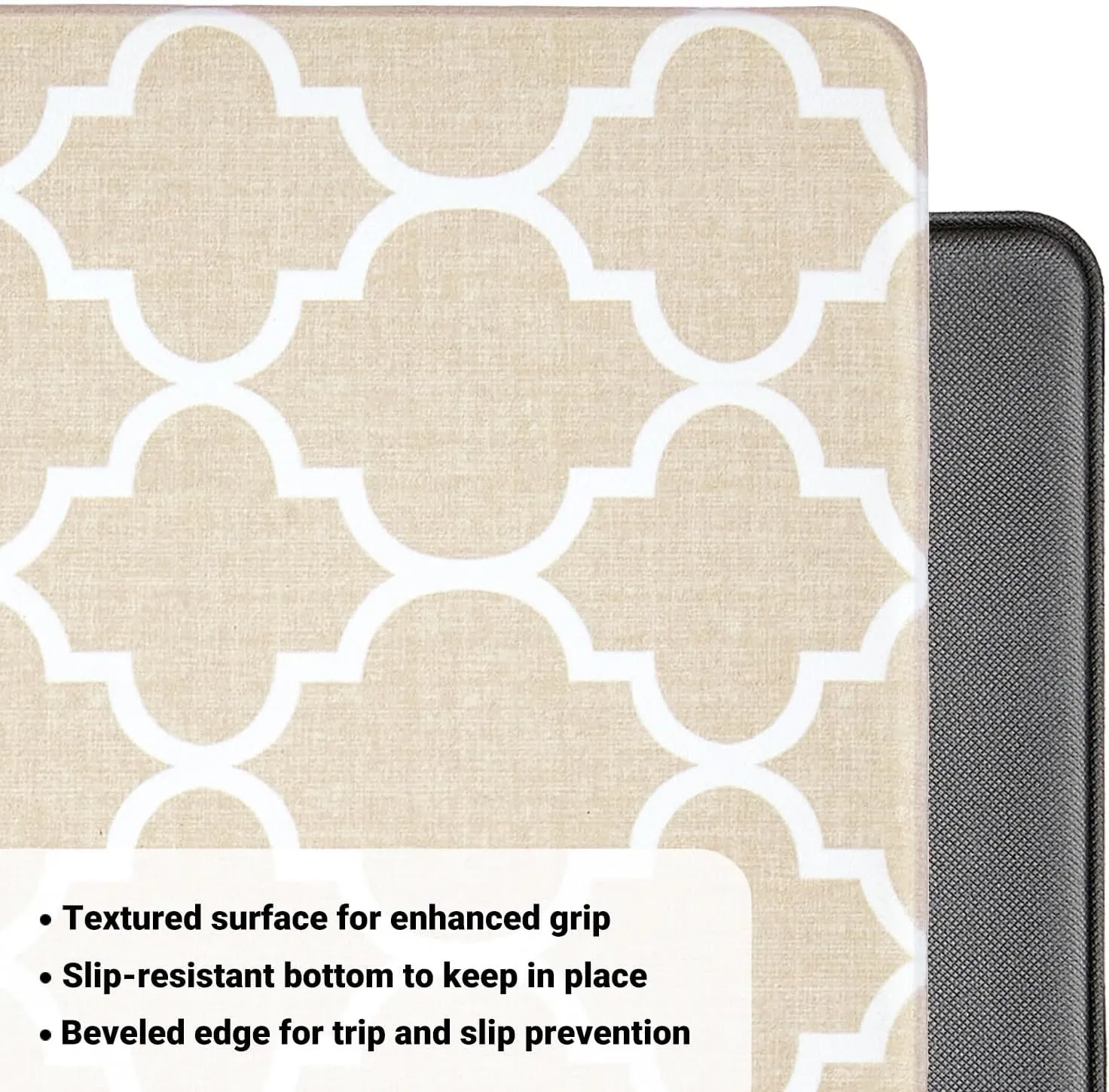 Kitchen Rugs Set of 2, Anti Fatigue Mats for Kitchen Floor, Waterproof Cushioned Rug, Non Slip Washable Memory Foam Mat for Standing, Sink, Stove, Beige Trellis, 17.3"x27.6" 17.3"x47.2"