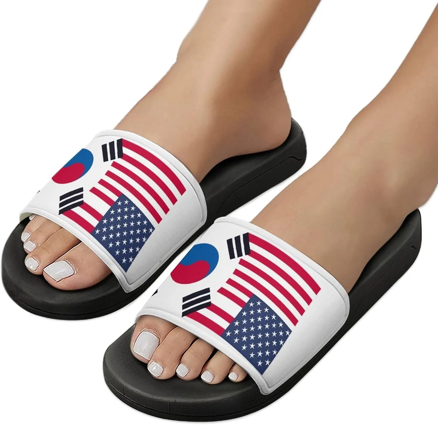 Korea South U.S. Friendship Flag House Sandals Non-Slip Bathroom Slippers Beach Summer Shoes for Men Women