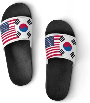 Korea South U.S. Friendship Flag House Sandals Non-Slip Bathroom Slippers Beach Summer Shoes for Men Women