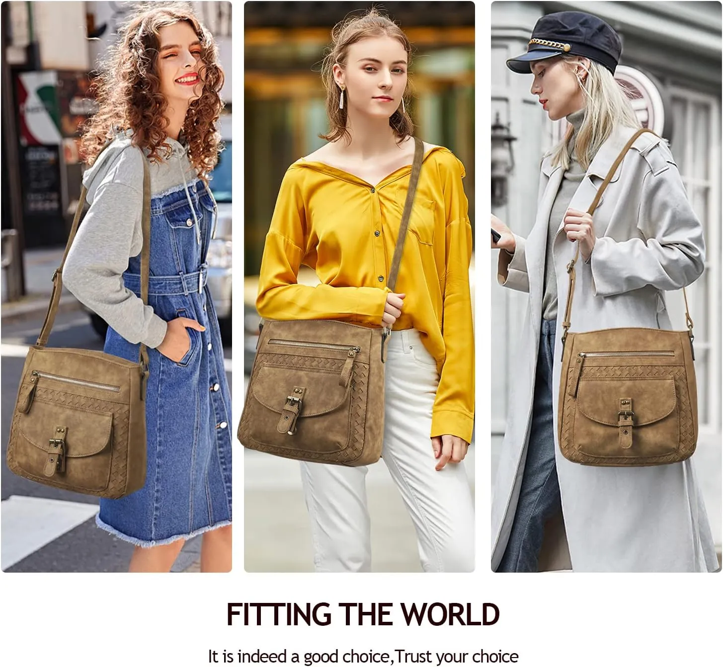 KouLi Buir Crossbody Purses for Women - PU Leather Shoulder Handbags Sling Bag Crossboby Bags Medium Multi Pockets