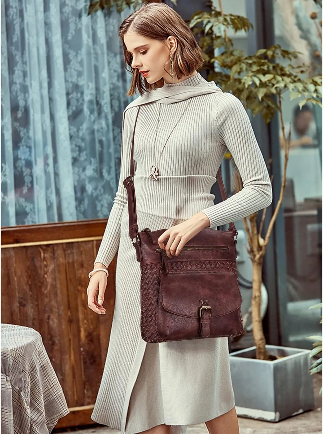 KouLi Buir Crossbody Purses for Women - PU Leather Shoulder Handbags Sling Bag Crossboby Bags Medium Multi Pockets