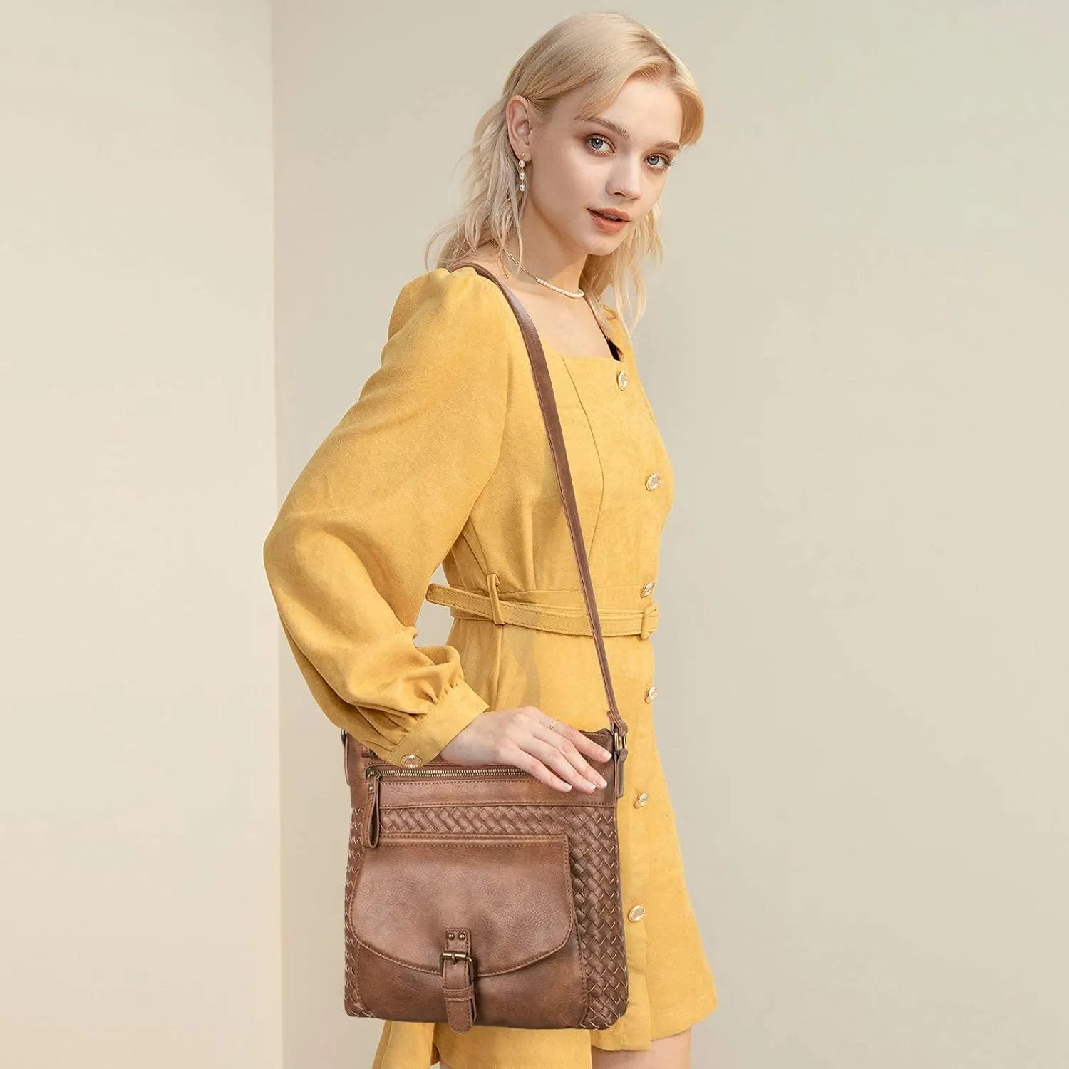 KouLi Buir Crossbody Purses for Women - PU Leather Shoulder Handbags Sling Bag Crossboby Bags Medium Multi Pockets