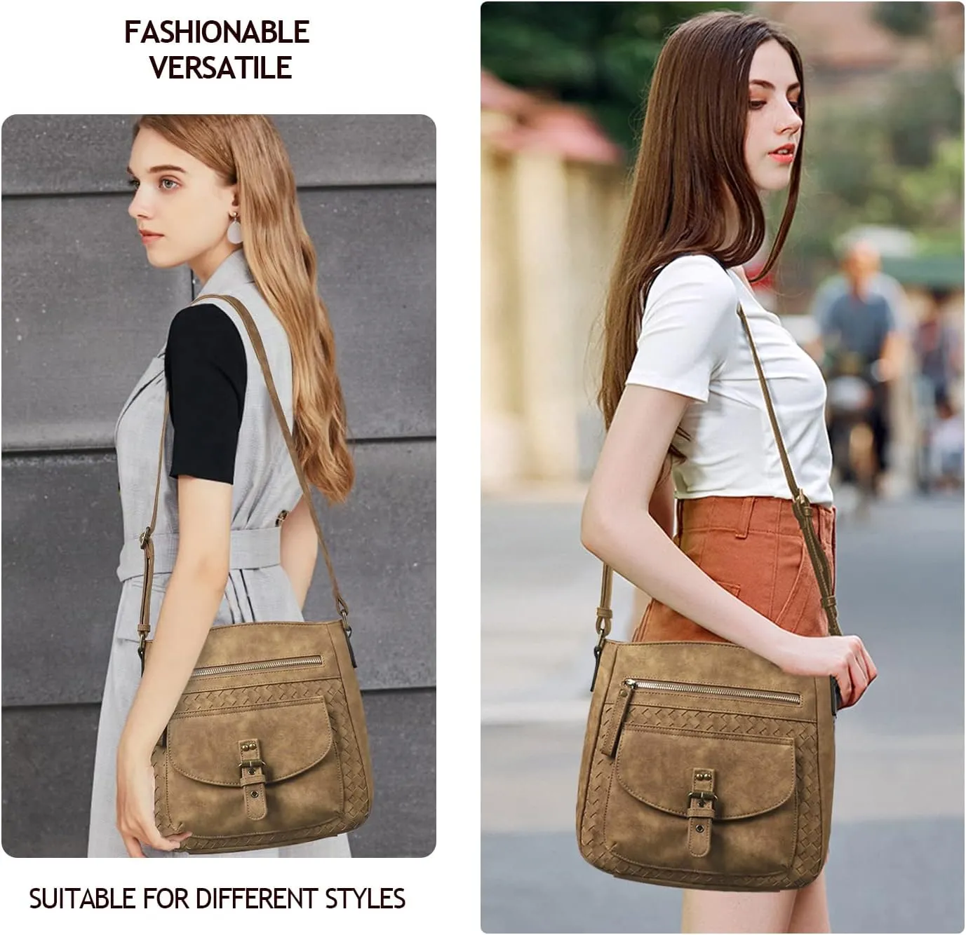 KouLi Buir Crossbody Purses for Women - PU Leather Shoulder Handbags Sling Bag Crossboby Bags Medium Multi Pockets