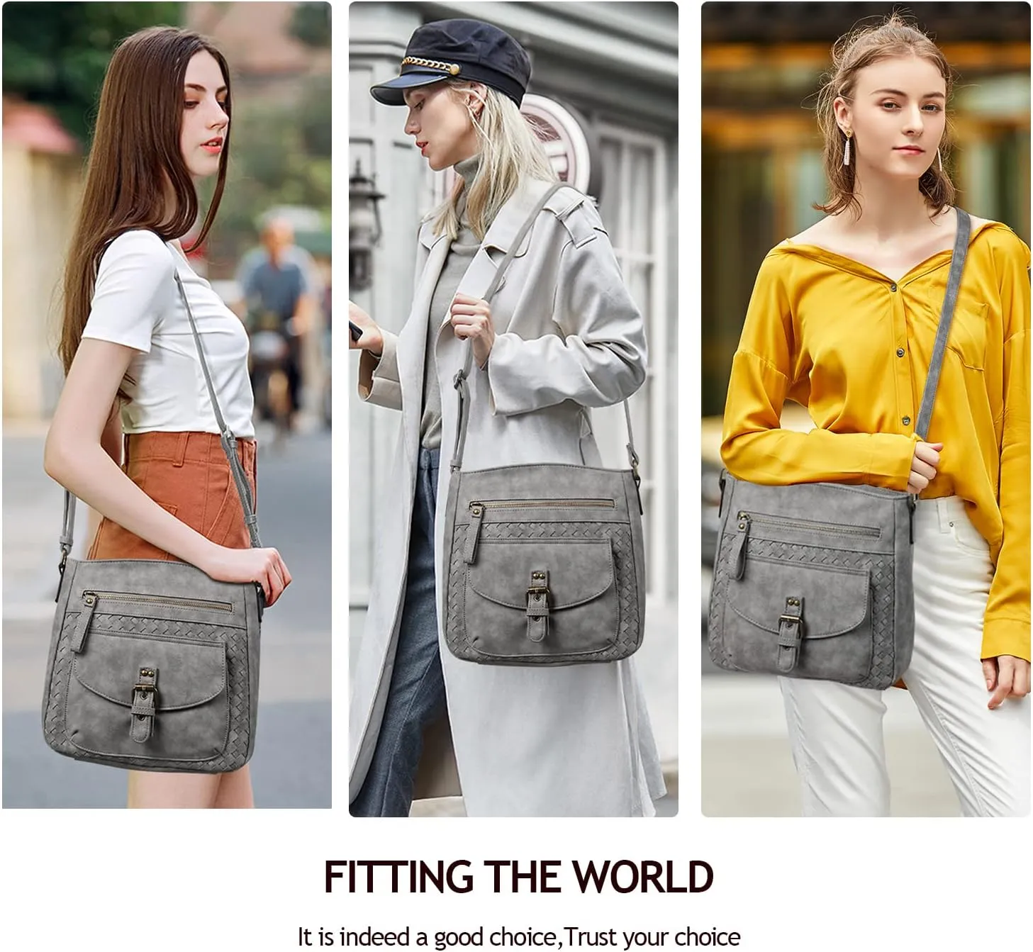 KouLi Buir Crossbody Purses for Women - PU Leather Shoulder Handbags Sling Bag Crossboby Bags Medium Multi Pockets