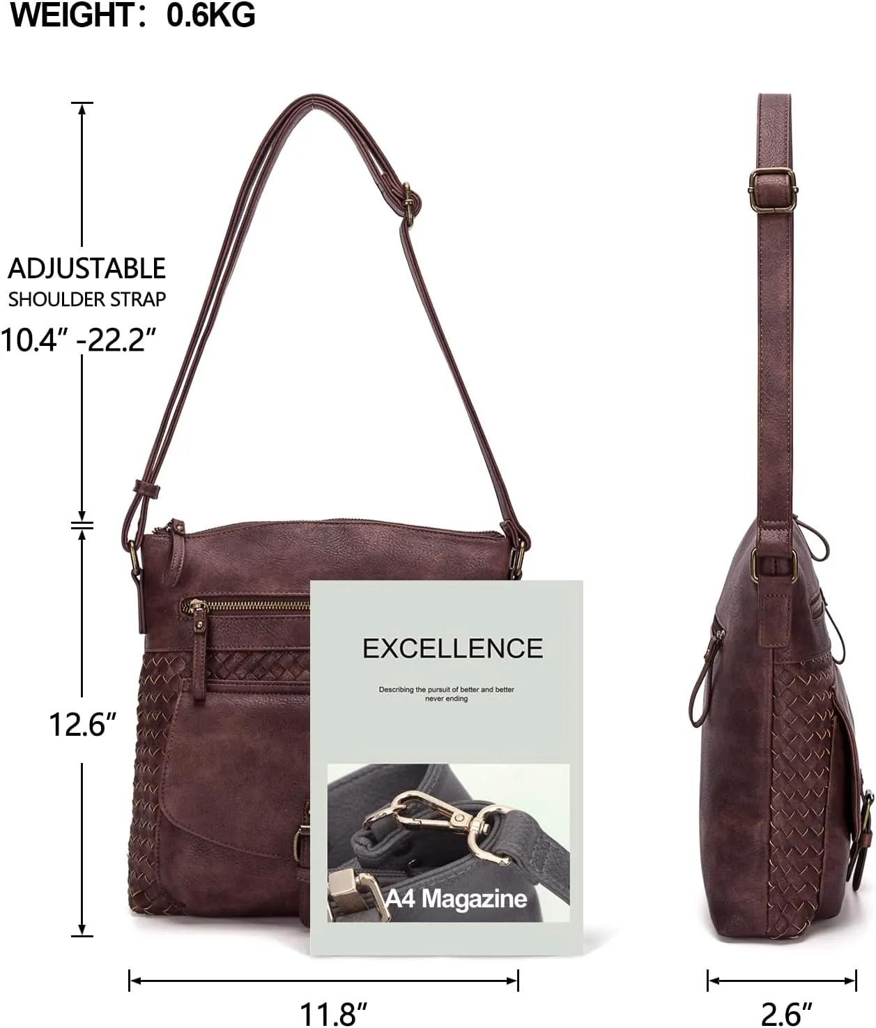 KouLi Buir Crossbody Purses for Women - PU Leather Shoulder Handbags Sling Bag Crossboby Bags Medium Multi Pockets