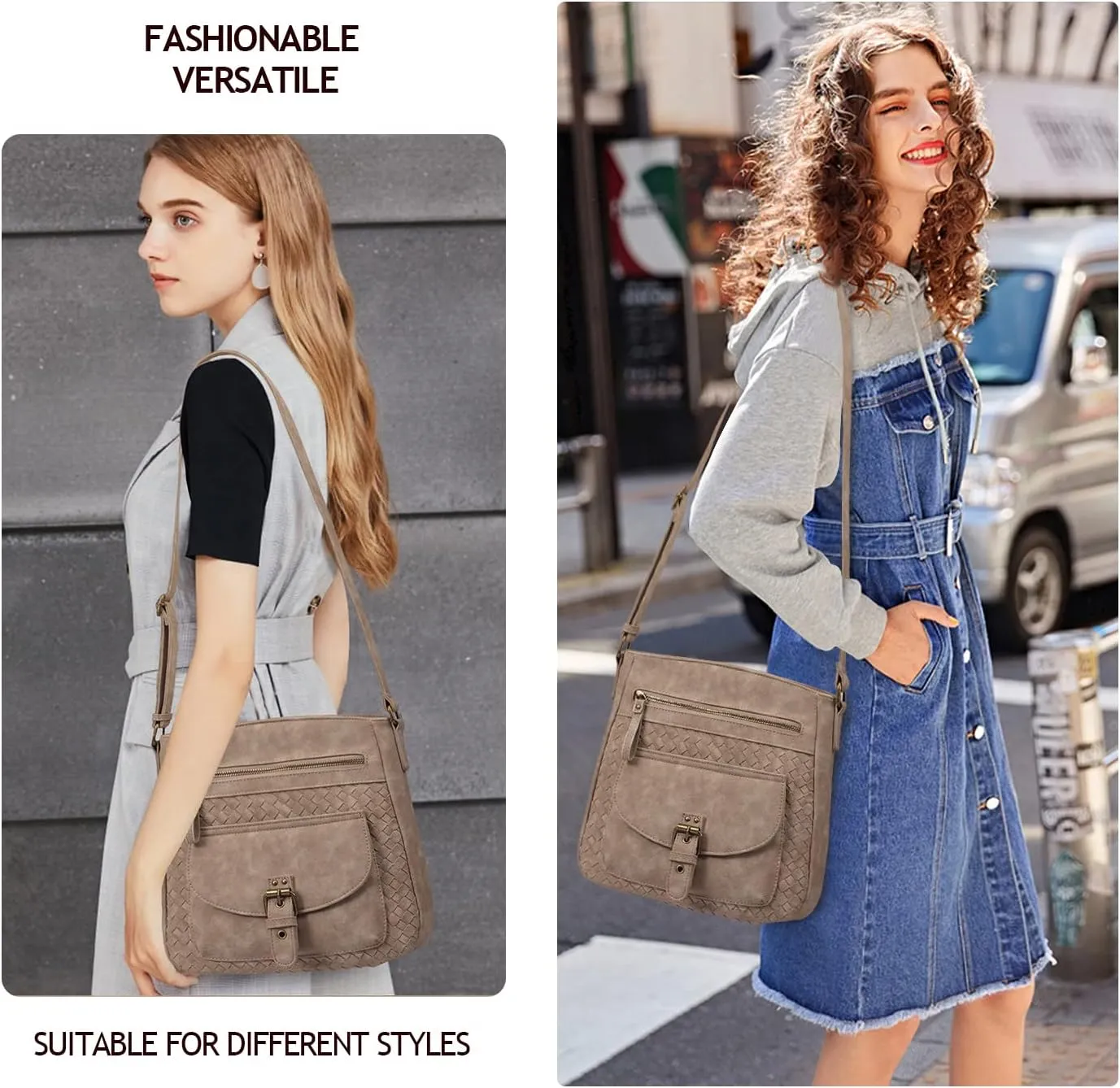 KouLi Buir Crossbody Purses for Women - PU Leather Shoulder Handbags Sling Bag Crossboby Bags Medium Multi Pockets