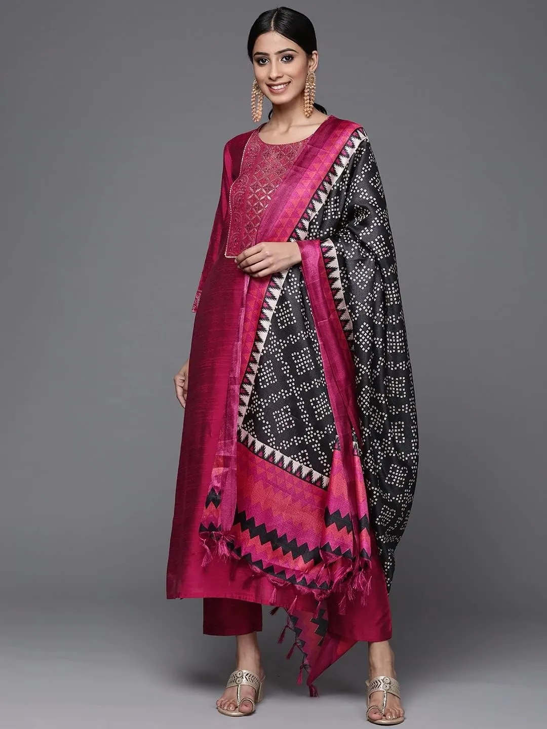 kurti set for women with dupatta Indian style party wear kurta with pants set