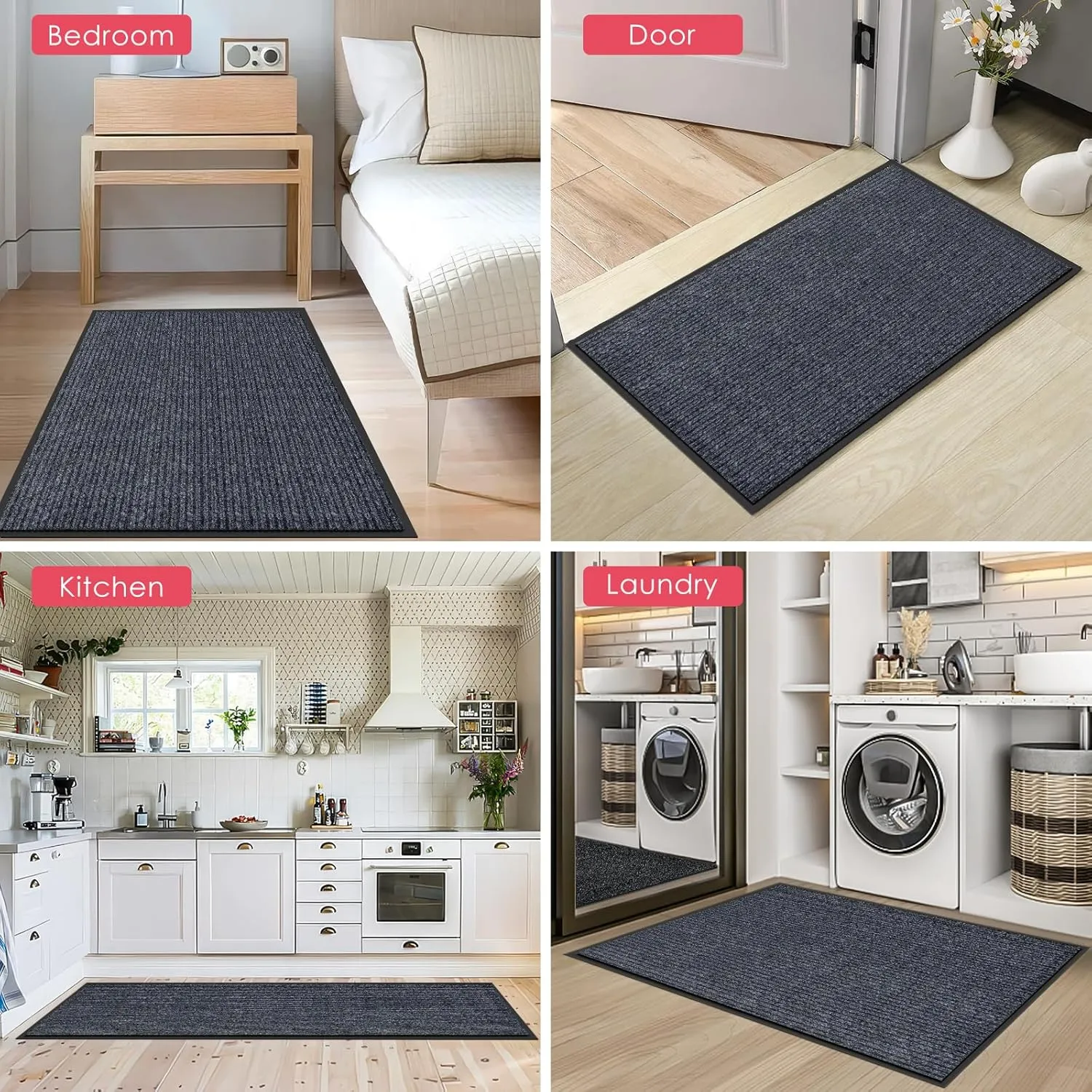 Kuyal Front Door Mat, 3'x4' Indoor Outdoor Entrance Mat, Commercial Floor Mats Inside Outside Entrance, Heavy Duty Durable Welcome Mats, Rubber Backing Non Slip Outdoor Mats for Entryway,Dark Gray
