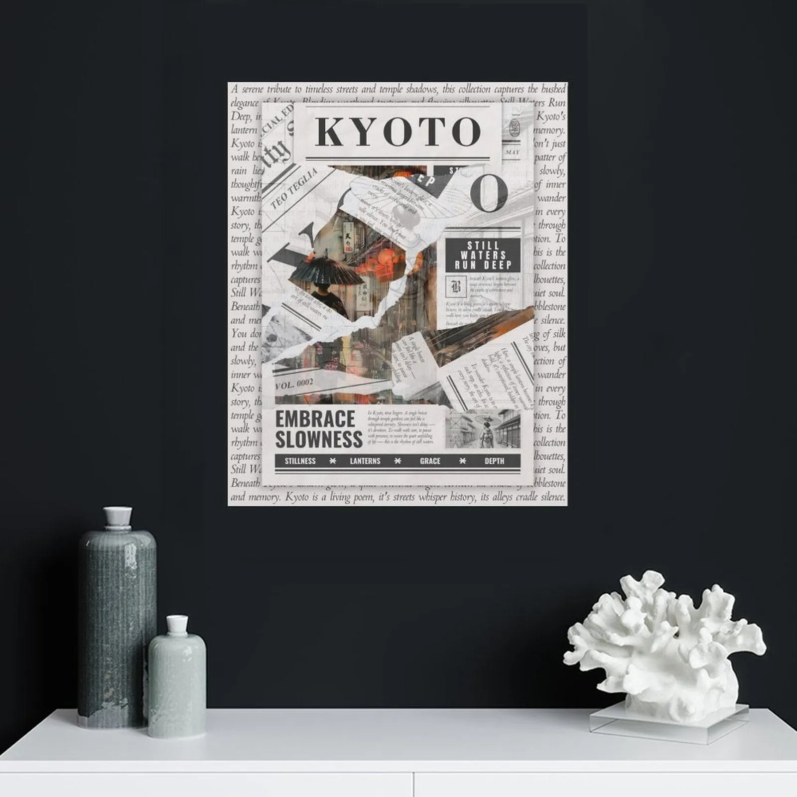 Kyoto - Torn Collage Canvas