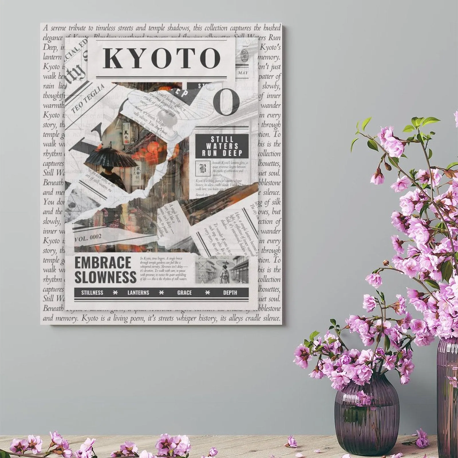 Kyoto - Torn Collage Canvas