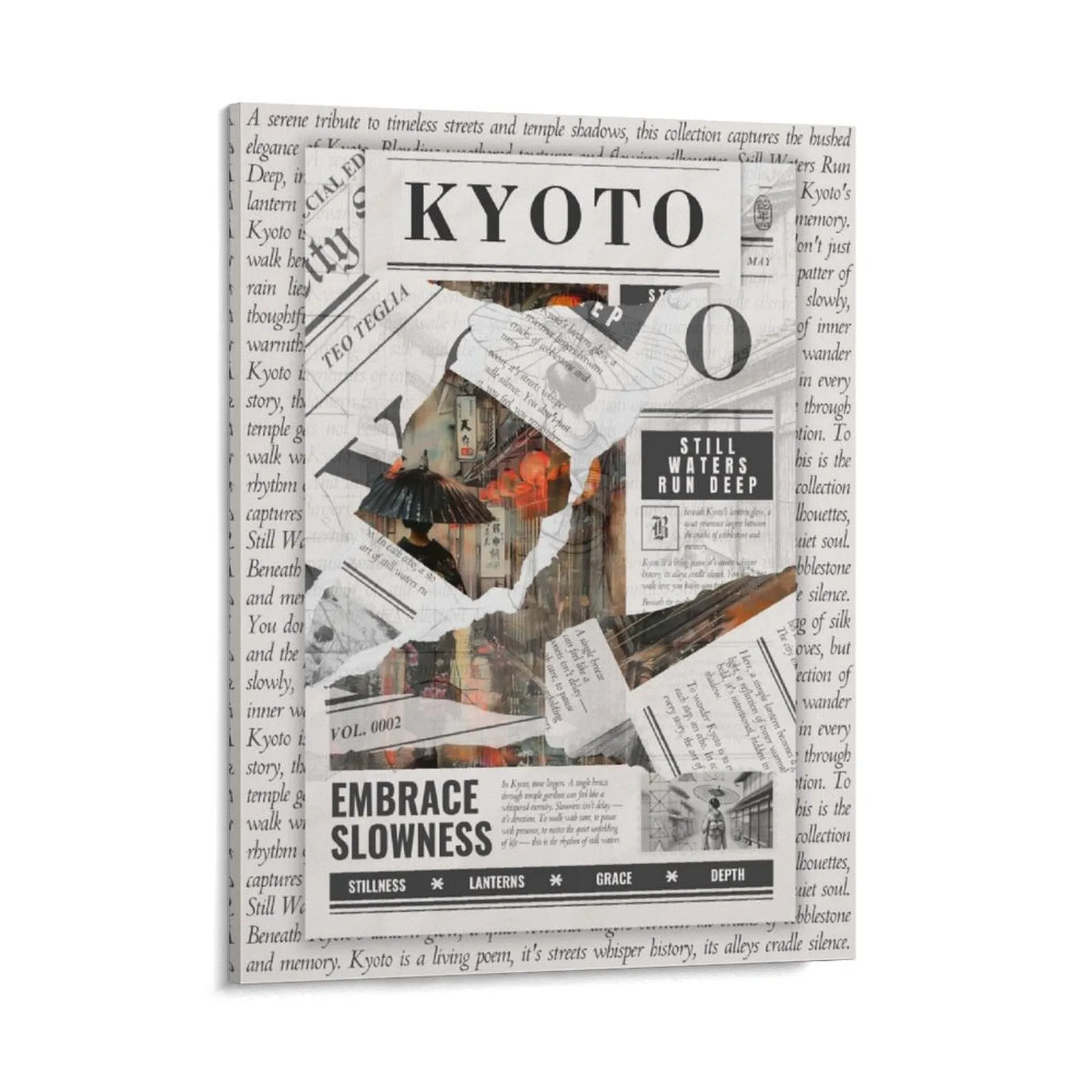 Kyoto - Torn Collage Canvas