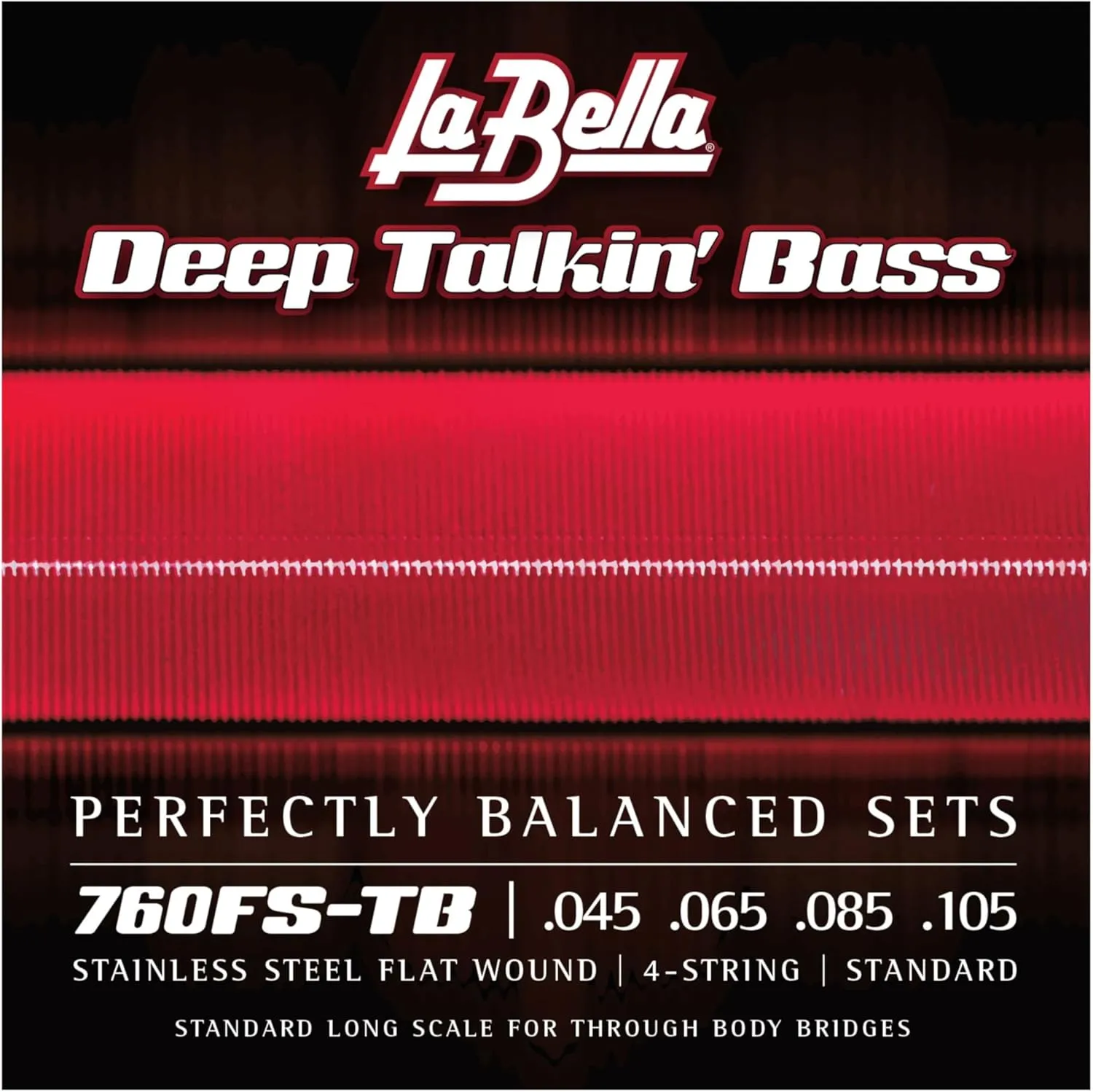 La Bella 760FS-TB Deep Talkin' Bass Stainless Steel Flat Wound- Standard Long Scale Through Body Bass Guitar String 45-105