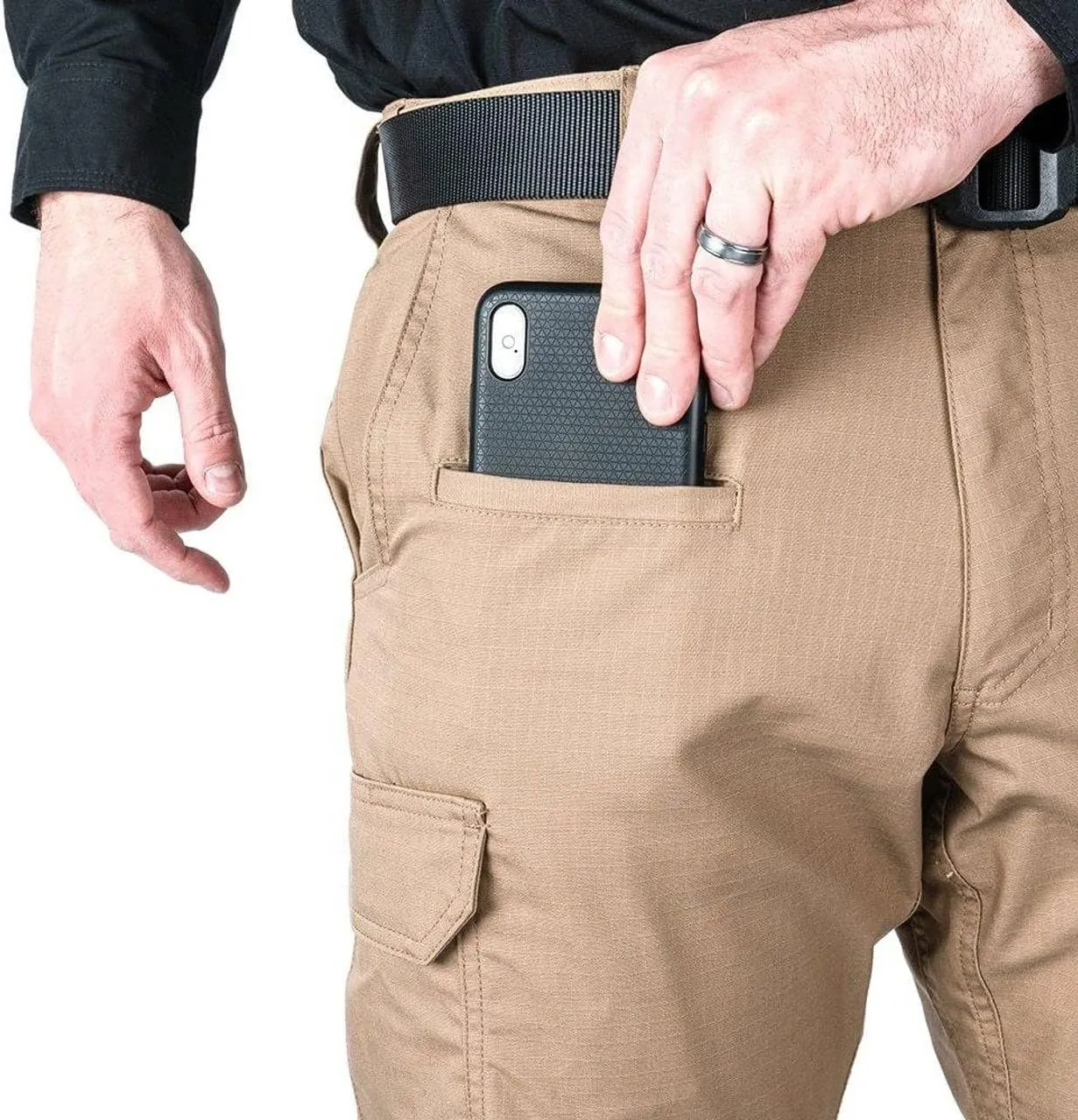 LA Police Gear Men's Battle Rattle Stretch Cargo Pants, Durable Ripstop Tactical Pants for Men, Stretch Waistband EDC Pants