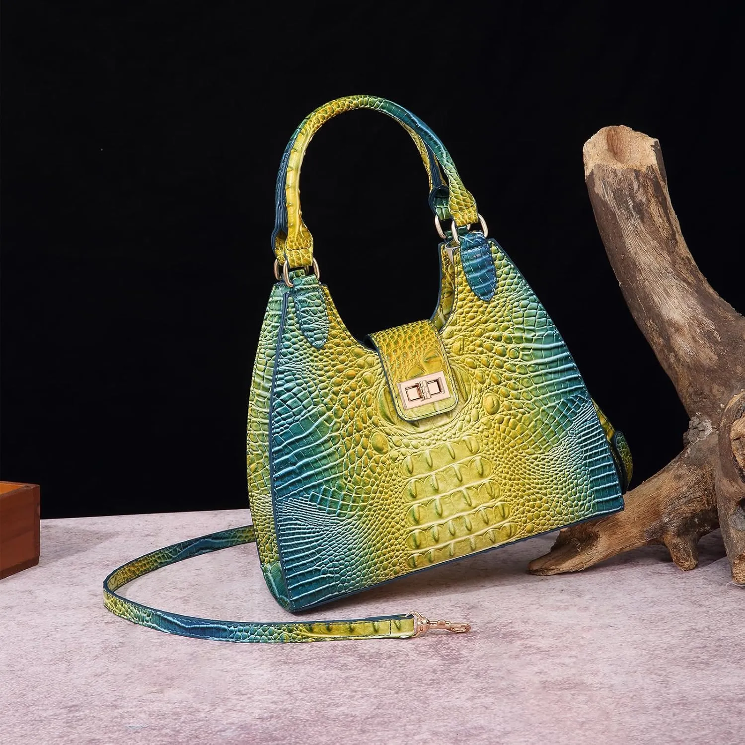Ladies Tote Leather Bags for Women Crocodile Embossed Zipper Satchel Purse Classy Compartments Crossbody bag