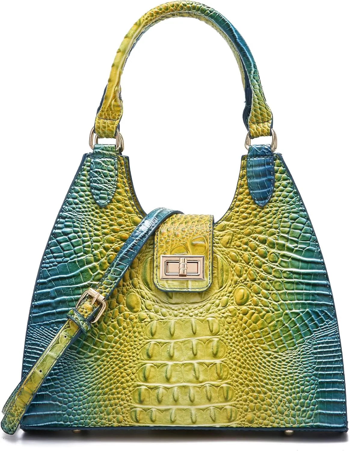 Ladies Tote Leather Bags for Women Crocodile Embossed Zipper Satchel Purse Classy Compartments Crossbody bag