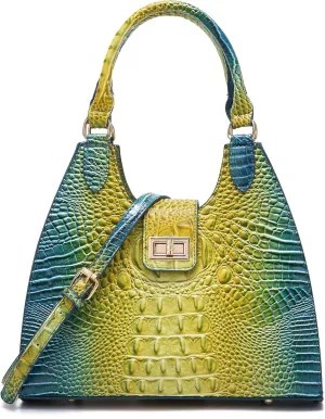 Ladies Tote Leather Bags for Women Crocodile Embossed Zipper Satchel Purse Classy Compartments Crossbody bag