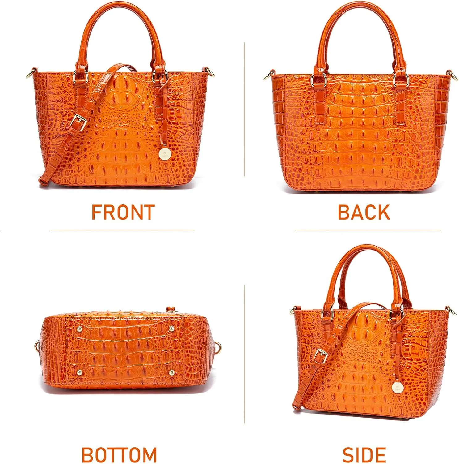 Ladies Tote Leather Bags for Women Crocodile Embossed Zipper Satchel Purse Elegant Compartments Crossbody Work