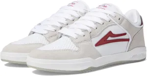 Lakai Telford Low Mens Skate Shoes, White/Red Suede, 7.5
