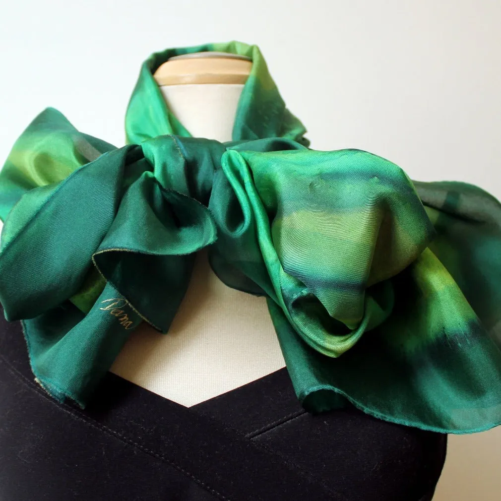 Large Hand Painted Silk Shawl, 22" x 70"
